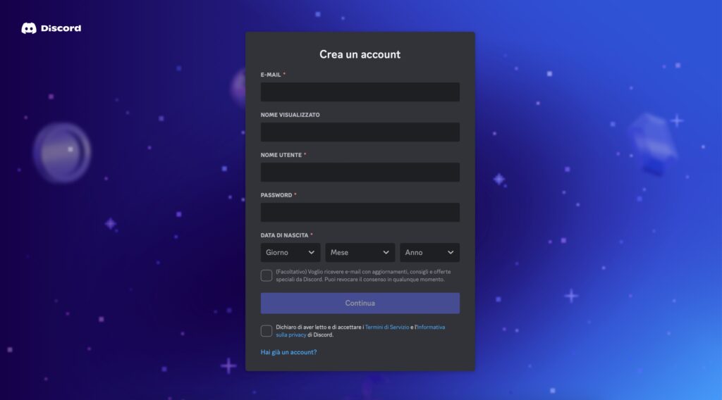 Aiway - crea account Discord